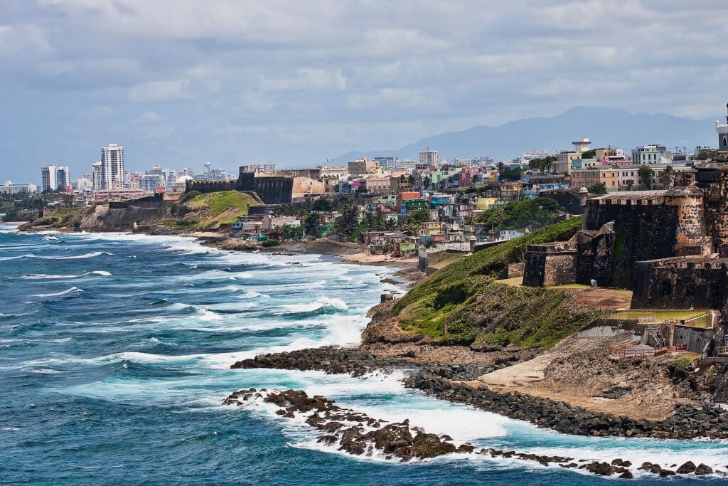 The rocky coast of Puerto Rico at El Morro